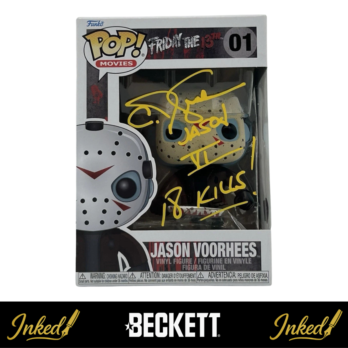 CJ Graham Signed And Inscribed "Jason VI 18 Kills" Jason Voorhees Friday the 13th #01 Funko POP! (Beckett Witnessed)