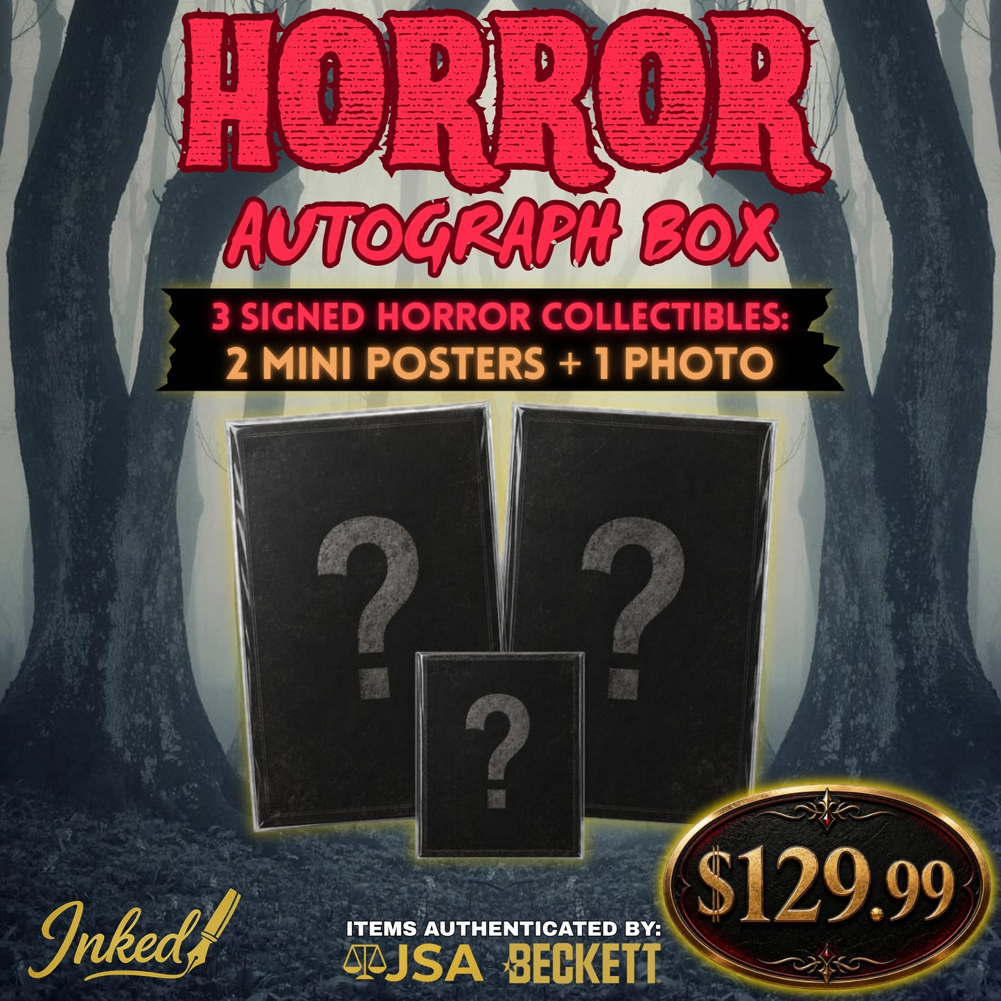 Inked Horror Autograph Box - 3 Signed Horror Collectibles Mystery Box