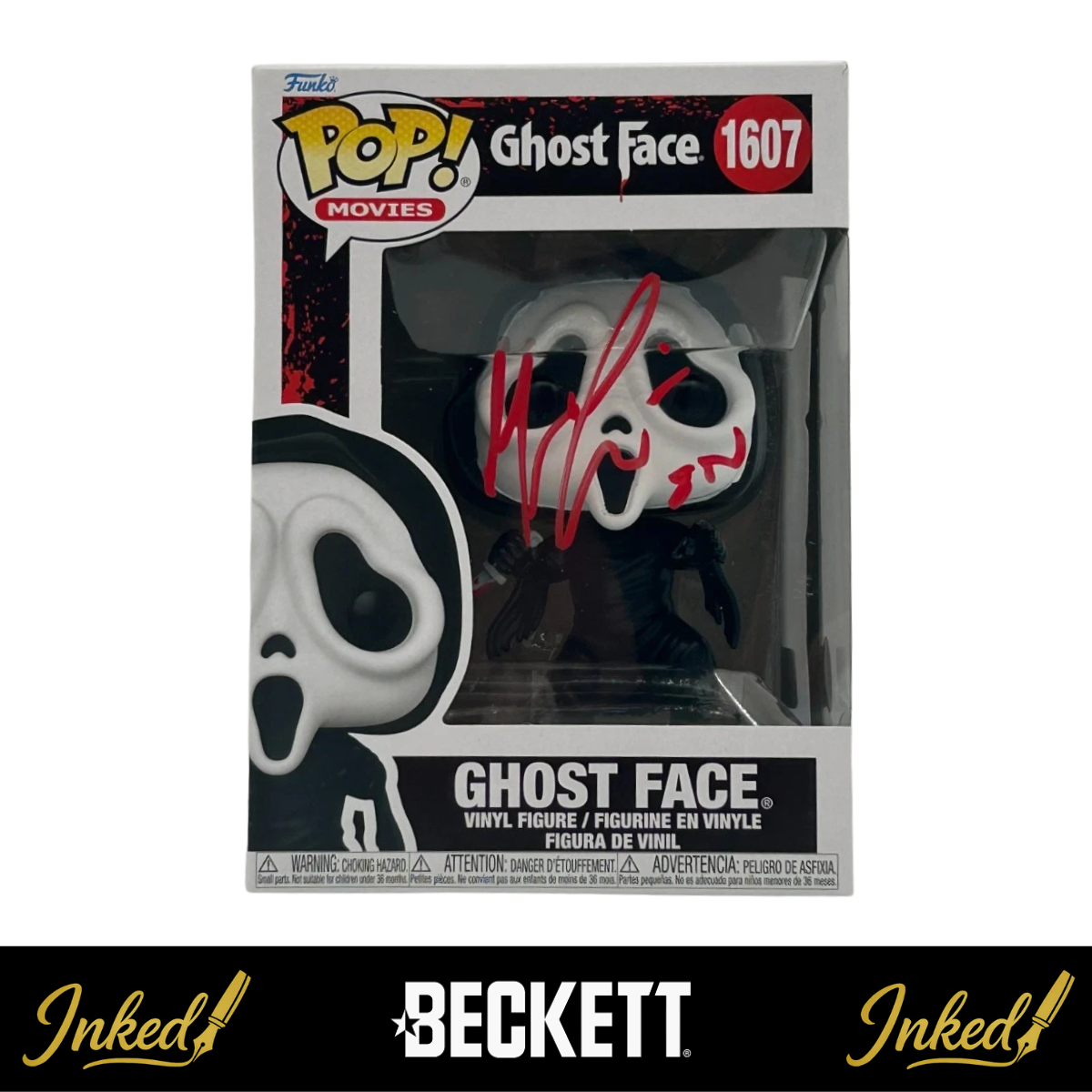 Matthew Lillard Signed And Inscribed "Stu" Ghost Face Scream #1607 Funko POP! (Beckett Witnessed)