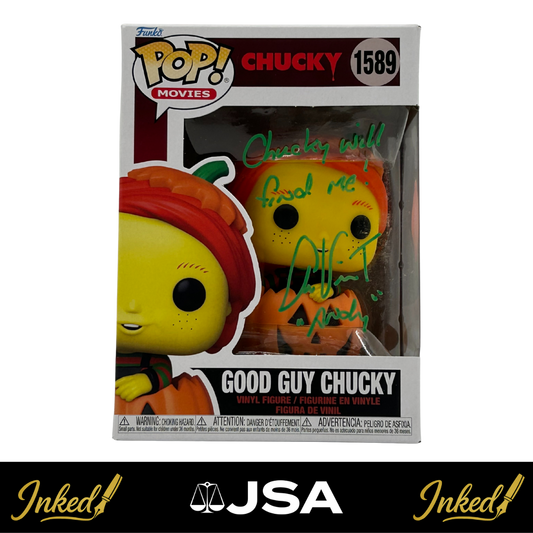 Alex Vincent Signed And Inscribed "Chucky Will Find Me" Good Guy Chucky Child's Play #1589 Funko POP! (JSA)