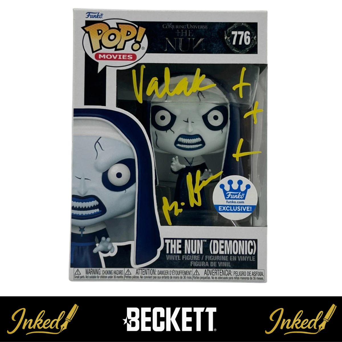 Bonnie Aarons Signed And Inscribed "Valak" The Nun Conjuring 2 #776 Funko POP! Exclusive (Beckett Witnessed)