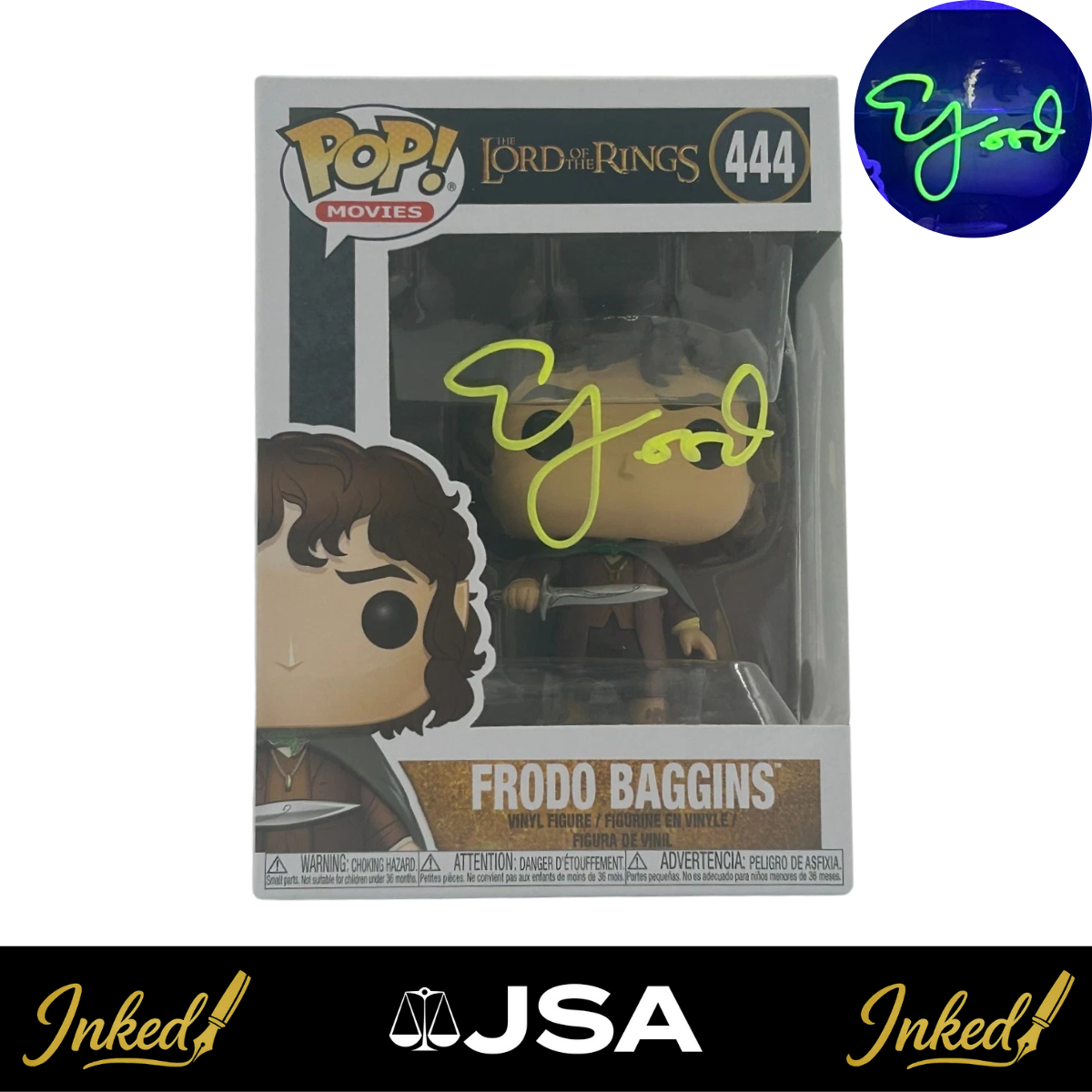 Elijah Wood Signed Frodo Lord of the Rings #444 Funko POP! (JSA Witnessed)