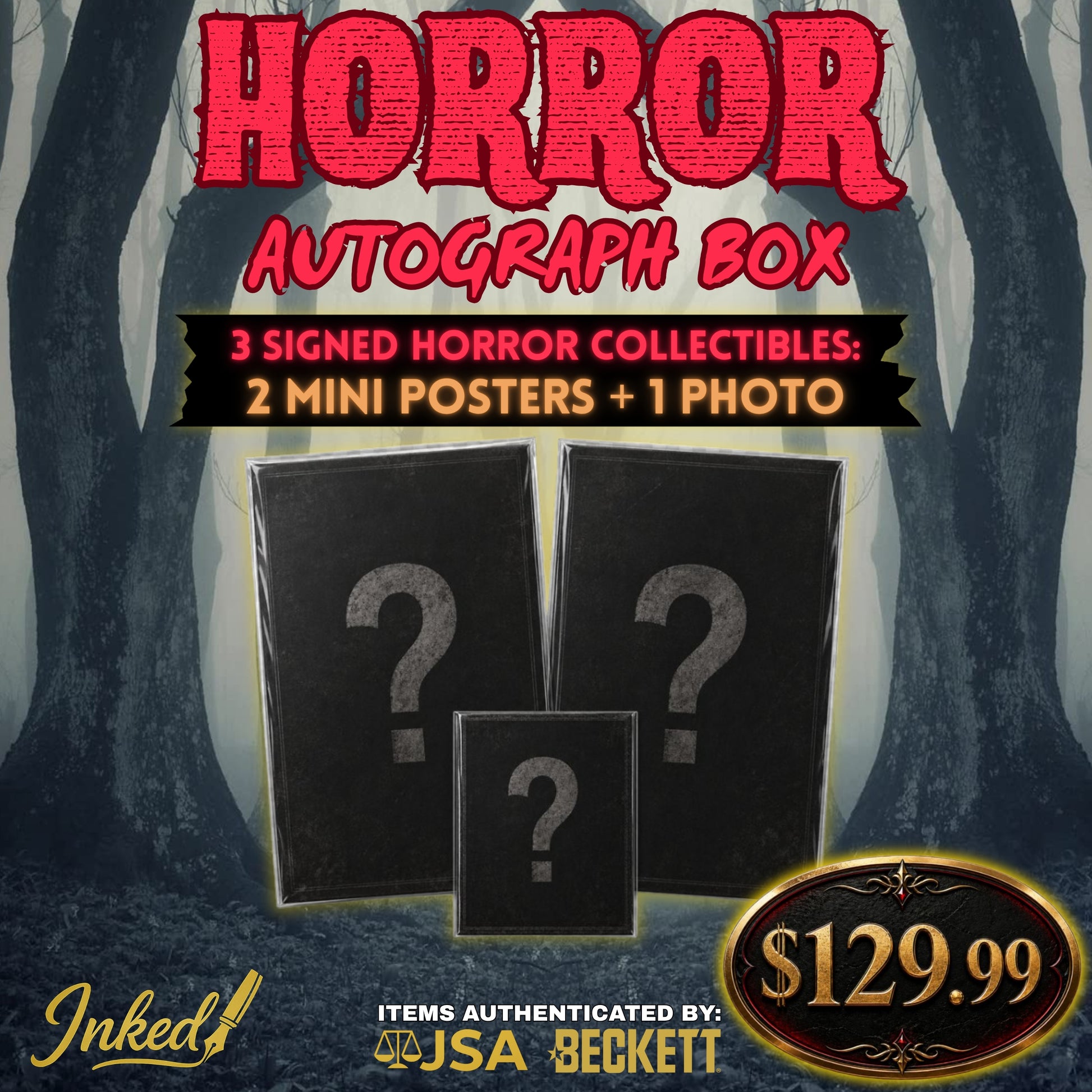 Inked Horror Autograph Box - 3 Signed Horror Collectibles Mystery Box