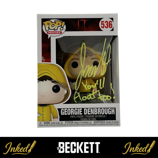 Jackson Robert Scott Signed And Inscribed "You'll Float Too" Georgie Denbrough IT #536 Funko POP! (Beckett)