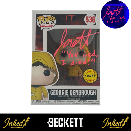 Jackson Robert Scott Signed And Inscribed "You Lied, I Died" Georgie Denbrough IT #536 Funko POP! Chase (Beckett)
