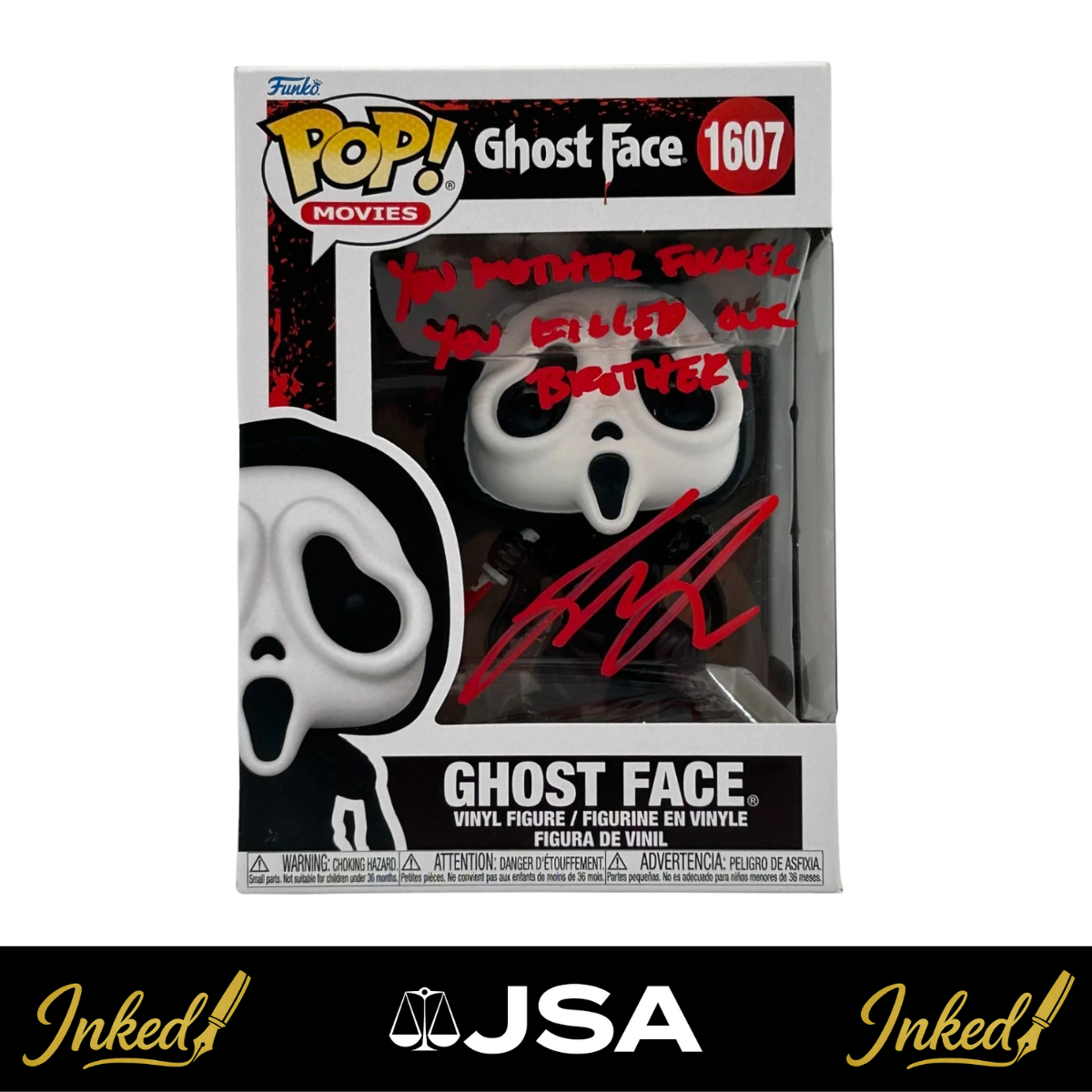 Liana Liberato Signed And Quoted "You Mother F***er You Killed Our Brother" Ghost Face Scream #1607 Funko POP! (JSA Witnessed)