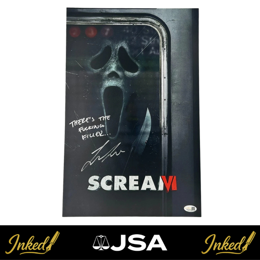 Liana Liberato Signed And Quoted "There's The F***ing Killer" 11x17 "Scream VI" Poster (JSA Witnessed)