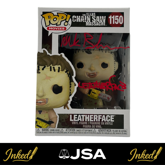 Mark Burnham Signed And Inscribed "Leatherface" Leatherface The Texas Chainsaw Massacre #1150 Funko POP! (JSA)