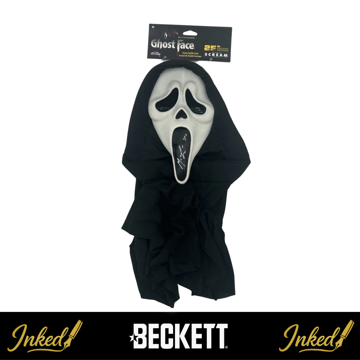 Matthew Lillard Signed And Inscribed "Stu" 25th Anniversary Ghostface Scream Mask (Beckett Witnessed)