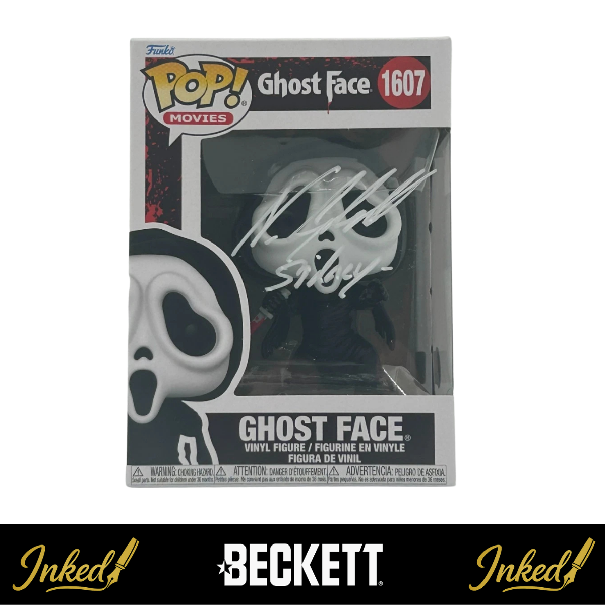 Neve Campbell Signed And Inscribed "Sidney" Ghost Face Scream #1607 Funko POP! (Beckett Witnessed)