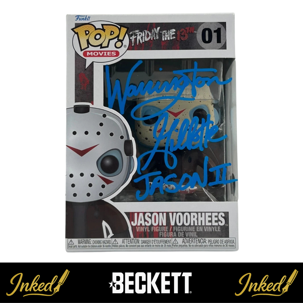 Warrington Gillette Signed And Inscribed "Jason II" Jason Voorhees Friday the 13th #01 Funko POP! (Beckett Witnessed)