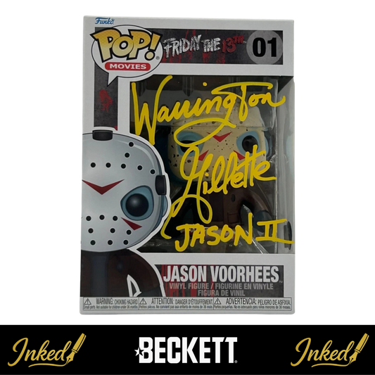 Warrington Gillette Signed And Inscribed "Jason II" Jason Voorhees Friday the 13th #01 Funko POP! (Beckett Witnessed)